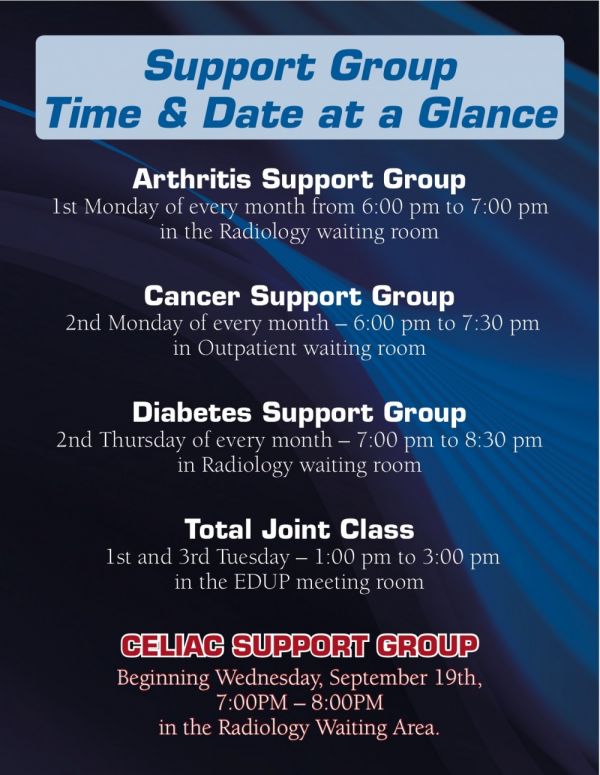 GAHHS Support Groups at a Glance