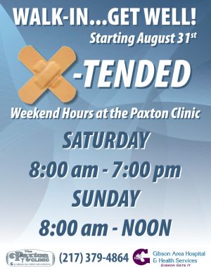 GAHHS Announces Weekend Hours at the Paxton Clinic