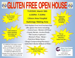 Gluten Free Open House to be Held at Gibson Area Hospital