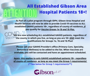 Covid Vaccine Pilot Program for ALL GAHHS Established Patients!