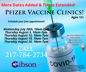 Pfizer Vaccine Clinics-EVERY Thursday in August!