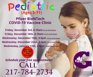 December Pfizer Pediatric (5-11) Vaccine Clinics!