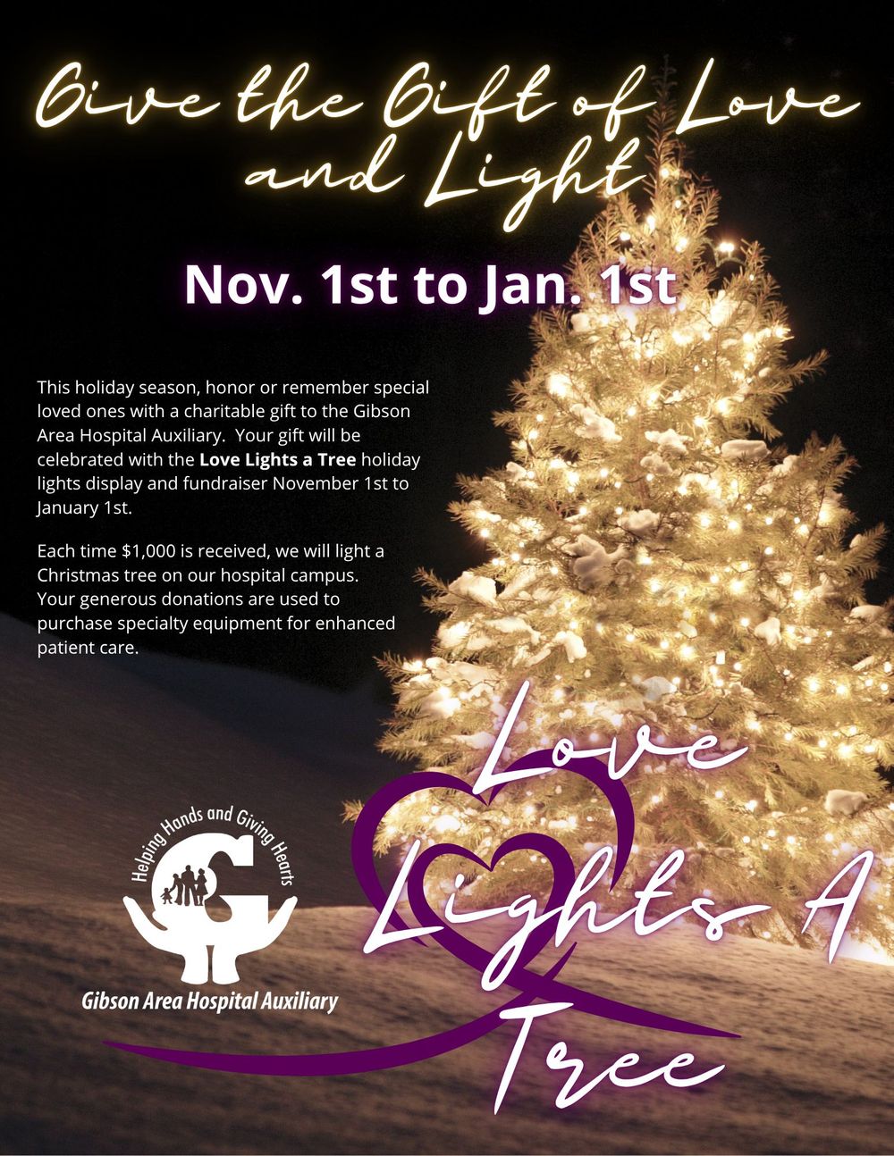 Auxiliary Love Lights A Tree Gallery Sign 2025 8.5 x 11 in